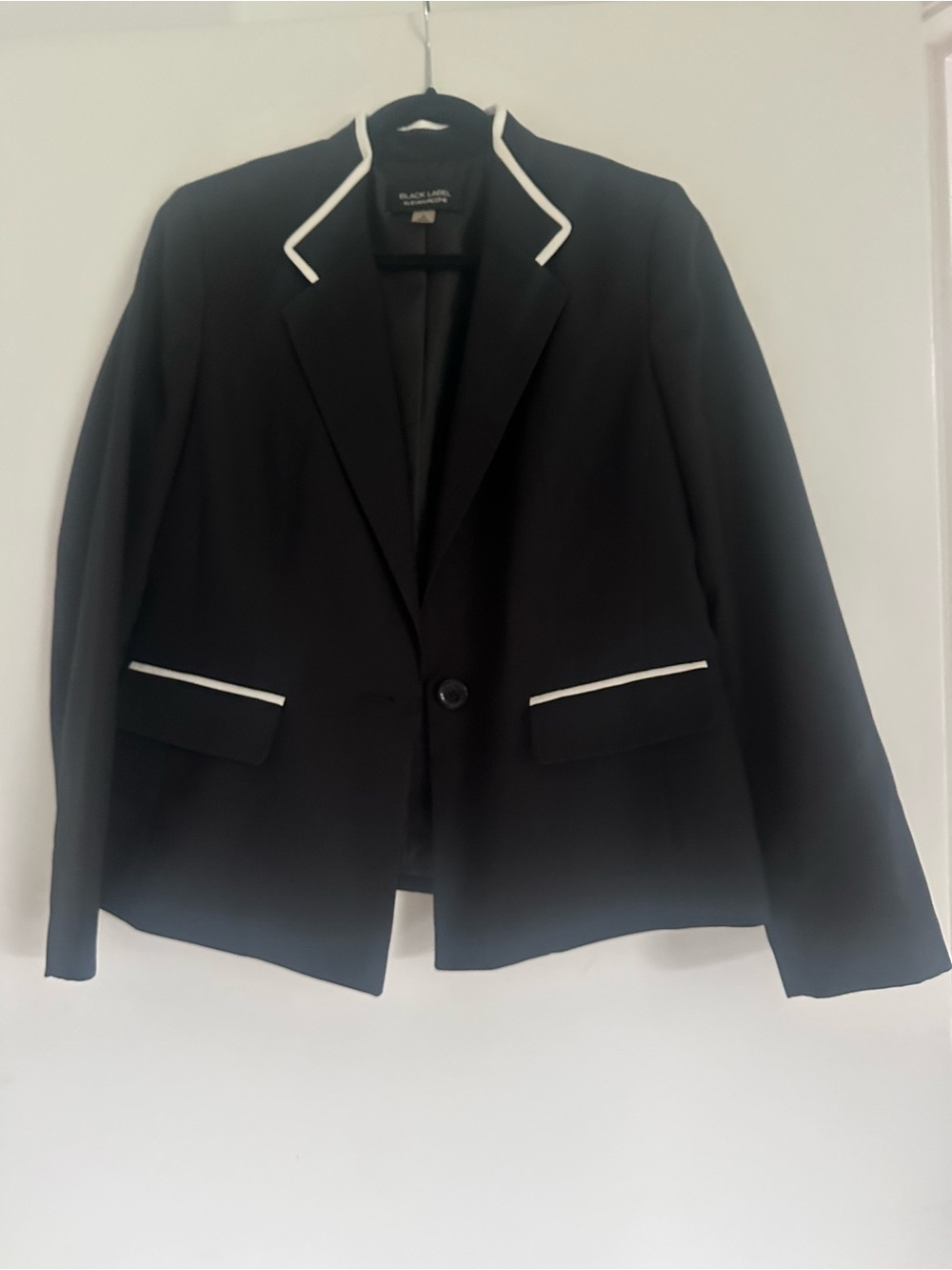 Black Label Black Blazer with White Contrast Piping